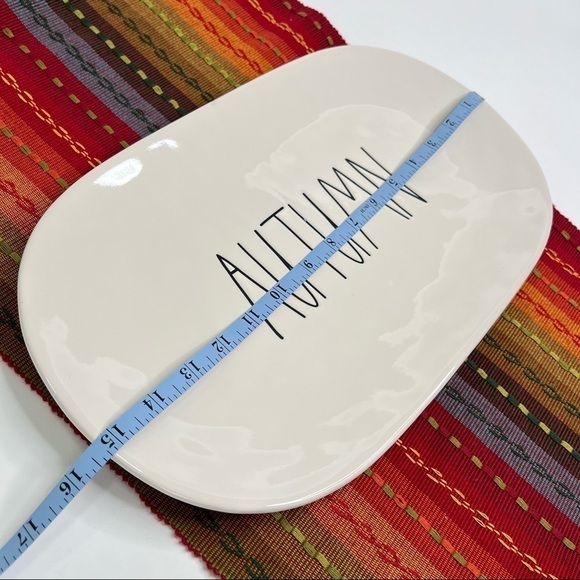 NEW Rae Dunn “AUTUMN” White Oval Ceramic Dinner Serving Fall 15” Platter Plate - Picture 7 of 8